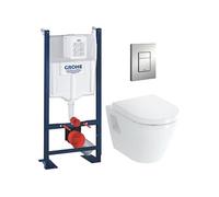 Pack WC Bâti - Autoportant Rapid SL + WC Vitra Integra + Abattant en Duroplast + Plaque chrome mat