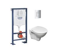 Pack WC Bâti Autoportant Solido + WC Cersanit S-line Pro avec abattant + Plaque chrome (AUTOPORTANT-S-LINEPRO-1)