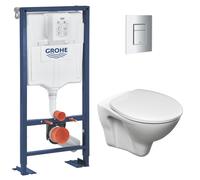 Pack WC Bâti Autoportant Solido + WC suspendu Jika Neo avec abattant + Plaque chrome (AUTOPORTANT-S-LINEPRO-1)