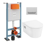 Pack WC Bâti autoportant V-Fix Core + WC sans bride Hansgrohe EluPura S + Abattant SoftClose + Plaque chrome mat (VFTFPURA5)