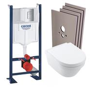 Pack WC Bâti autoportant + WC Architectura sans bride + Abattant + Plaque chrome + Set habillage