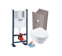 Pack WC Bâti autoportant + WC Architectura sans bride + Abattant + Plaque chrome + Set habillage