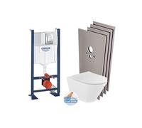 Pack WC Bâti autoportant + WC Roca Gap sans bride fixations invisibles + Plaque chrome + Set habillage (ProjectTheGap-1-sabo)