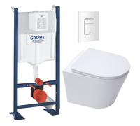 pack wc bâti-support autoportant + wc suspendu sans bride sat infinitio + abattant frein de chute + plaque blanc alpin
