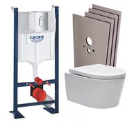 Pack WC bâti autoportant + WC sans bride SAT + Abattant softclose + Plaque chrome + Set habillage