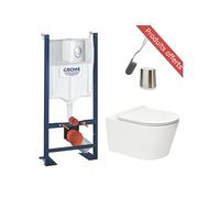 Pack WC Bâti autoportant + WC sans bride SAT Brevis + Abattant SoftClose + Plaque Chrome + Brosse Joseph Joseph OFFERTE
