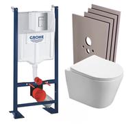 Pack WC Bâti autoportant + WC sans bride SAT Infinitio + Abattant softclose + Plaque Chrome mat + Set habillage