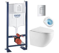 Pack WC Bâti autoportant + WC sans bride Tornado Quiet SAT Fusion + Abattant softclose + Plaque Chrome