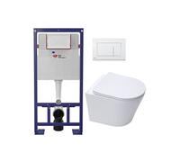 Pack WC bâti-autoportant + WC SAT sans bride + Abattant SoftClose + Plaque blanche (SMART-Infinitio-M270)