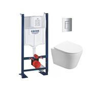 Pack WC Bâti autoportant + WC Swiss Aqua Technologies Infinitio sans bride + Plaque chrome (ProjectInfinitio-1)