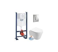 Pack WC Bâti autoportant + WC Swiss Aqua Technologies Infinitio sans bride + Plaque chrome (ProjectInfinitio-2)