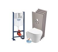 Pack WC Bâti autoportant + WC Swiss Aqua Technologies Infinitio sans bride + Plaque + Set habillage (ProjectInfinitio-2-sabo)
