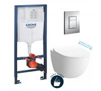 Pack WC Bâti + cuvette Sento compacte + plaque de commande chrome (GROHE-SentoCOMPACT)