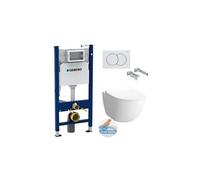 Pack WC Bati-support Geberit Duofix + WC sans bride Vitra Sento SmoothFlush + Abattant softclose + Plaque blanche (SentorimlessG