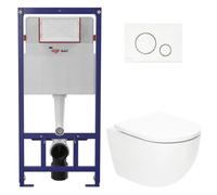 Pack WC bâti ECO 2L Swiss Aqua Technologies + WC suspendu Swiss Aqua Technologies + plaque blanc/chrome (STESTFUWT03-FR)