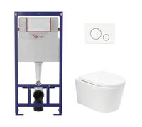 Pack WC bâti ECO 2L Swiss Aqua Technologies + WC suspendu Swiss Aqua Technologies + plaque blanche (STESTBRWT03-FR)