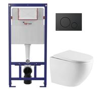 Pack WC bâti ECO 2L Swiss Aqua Technologies + WC suspendu Swiss Aqua Technologies + plaque noir mat (STEST67WR02-FR)