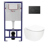 Pack WC bâti ECO 2L Swiss Aqua Technologies + WC suspendu Swiss Aqua Technologies + plaque noir mat (STESTFUWT02-FR)