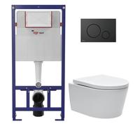 Pack WC bâti ECO 2L Swiss Aqua Technologies + WC suspendu Swiss Aqua Technologies + plaque noir mat (STESTBRWR02-FR)