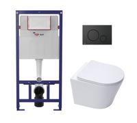 Pack WC bâti ECO 2L + WC suspendu Swiss Aqua Technologies + plaque noir (STESTINWR02-FR)
