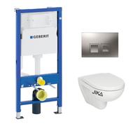 Pack WC Bati Geberit duofix UP100 + Cuvette Jika (groupe Roca) + Plaque de commande Delta50 chrome mat