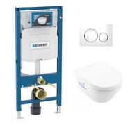 Pack WC Bati Geberit Duofix UP320 + WC Villeroy & Boch sans bride Architectura, fixations invisibles + Plaque blanche