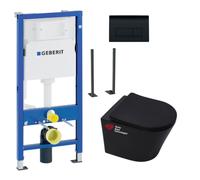Pack WC Bati Geberit + WC sans bride Swiss Aqua Technologies + Abattant SoftClose + Plaque (BlackInfinitioGebATP-7)