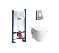 Pack WC Bâti Rapid SL Autoportant + Cuvette Vitra S50 + Abattant soft close + Plaque chrome (ProjectS50softclose-1)