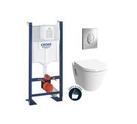 Pack WC Bâti Rapid SL Autoportant + Cuvette Vitra S50 + Abattant soft close + Plaque chrome (ProjectS50softclose-2)