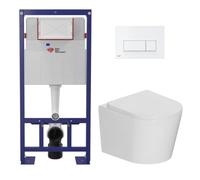 Pack WC bâti-support autoportant SAT + WC suspendu sans bride Ceramia + abattant SoftClose + plaque blanche (SMART-CETOR-4)