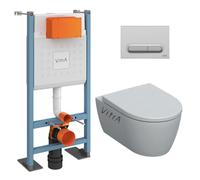 Pack WC Bâti-support autoportant V-Fix Core + WC sans bride Geberit iCon+ Abattant SoftClose + Plaque chrome mat (VFTFICON-5)