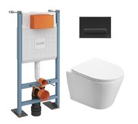 Pack WC Bâti-support autoportant V-Fix Core + WC SAT sans bride et fixations invisibles + Plaque noir mat (VFTFINFI6)