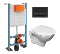 Pack WC Bâti-support autoportant V-Fix Core + WC suspendu Jika Neo avec abattant + Plaque noire mat (VFTFSLPRO6)