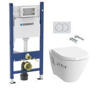 Pack WC Bâti-support + Cuvette suspendue Vitra S50 + Abattant frein de chute + Plaque blanche + Set d'habillage