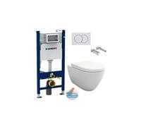 pack wc bâti-support duofix + cuvette suspendue sans bride bello + abattant soft close + plaque blanche (bellogeb3)