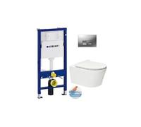 pack wc bâti-support duofix up100 + wc sans bride sat brevis + abattant ultra-fin, softclose + plaque chrome mat