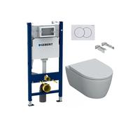 Pack WC Bati-support Duofix + WC Geberit sans bride iCon + Abattant softclose + Plaque blanche (iConGeb3)