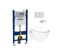 Pack WC Bâti-support Duofix + WC sans bride SAT + Abattant SoftClose + Plaque Blanche (ProjectGeb3)