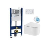 Pack WC Bati-support Duofix + WC sans bride Tornado Quiet SAT Delano + Abattant softclose + Plaque Blanche