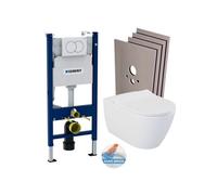 Pack WC Bati-support Geberit Duofix + WC suspendu sans bride Livea Bello + Abattant soft close + Plaque Blanche + Set d'habillag