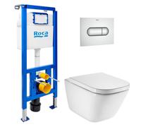 Pack WC bâti-support ECO 2 L Roca + WC suspendu Roca avec abattant SoftClose + plaque chrome (ROROGAWR02-FR)