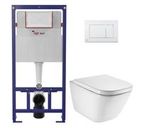 Pack WC bâti-support ECO 2L Swiss Aqua Technologies + WC suspendu avec abattant SoftClose Roca + plaque blanche (STEROGAWR01-FR)