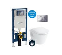 Pack WC Bati-support Geberit extra-plat UP720 + WC suspendu Vitra integra + Abattant softclose + Plaque chrome (SLIM-Integra-N)