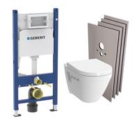 Pack WC Bati-support Geberit + Cuvette suspendue Vitra S50 + Abattant frein de chute + Plaque blanche + Set d'habillage S50Geb3-