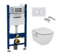 Pack WC Bati-support Geberit Duofix + Cuvette Ideal Standard Tesi Aquablade + Plaque blanche (TesiGeb3)