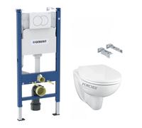 Pack WC Bati-support Geberit Duofix + Cuvette suspendue Porcher sans bride + Abattant Ideal Standard ASTOR + Plaque blanche