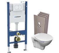Pack WC Bati-support Geberit Duofix + WC suspendu Jika Neo + Abattant + Plaque blanche + Set d'habillage (S-LineProGeb3-sabo)
