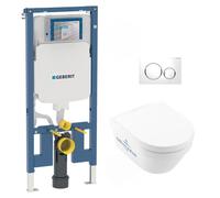 Pack WC Bati-support Geberit UP720 extra-plat + WC Villeroy & Boch Architectura sans bride + Abattant softclose + Plaque blanche