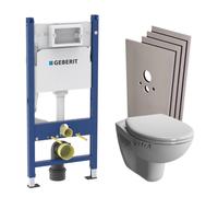 Pack WC Bati-support Geberit + WC sans bride Vitra Normus Spin + Abattant softclose + Plaque blanche + Set d'habillage
