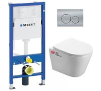 Pack WC Bati-support Geberit + WC Swiss Aqua Technologies Infinitio sans bride + plaque Delta20 chrome mat (InfinitioGeb9)